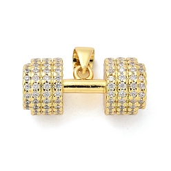 Настоящее золото 18K Латунные микро проложить кубического циркония подвески, гантель, стойки покрытие, долговечный, без свинца и без кадмия, реальный 18 k позолоченный, 20.5x9.5 мм, отверстие : 4x3.5 мм