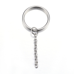 Нержавеющая Сталь Цвет Устойчивые к потускнению 304 разъемные кольца для ключей из нержавеющей стали, брелок для ключей, цвет нержавеющей стали, 73 мм