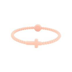 Розовый Детские силиконовые эластичные браслеты с крестом для девочек и мальчиков, туманная роза, 6-7/8 дюйм (17.5 см)