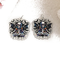 Skull Хэллоуин акриловые подвески, череп, 35x33 мм