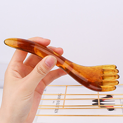 Седло Коричневый 5 массажные гребни из когтей из смолы, скребковые массажные инструменты для ухода за телом волос, седло коричневый, 180x55 мм