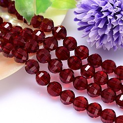 Красный Граненый круглый имитация австрийский хрусталь пряди шарик, класс AAA, красные, 10 мм, отверстие : 0.9~1 мм, около 40 шт / нитка, 15.7 дюйм