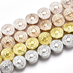 Mixed Color Electroplate Non-magnetic Synthetic Hematite Beads Strands, Flat Round, Mixed Color, 8x4mm, Hole: 1mm, about 50pcs/strand, 15.7 inch