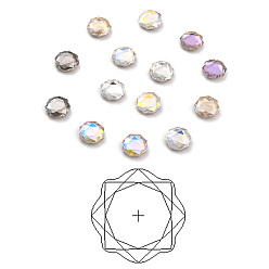(52) Непрозрачная лаванда K 9 граненые стеклянные кабошоны со стразами, плоская задняя и задняя, плоско-круглые, разноцветные, 10x10x3.5 мм