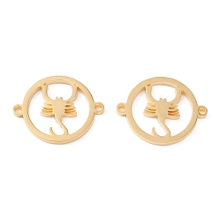 Echt 18 k vergoldet 201 Edelstahl Links, manuelles Polieren, Ring mit Skorpion PVD Vakuumbeschichtung, echt 18 k vergoldet, 20x16x1.5 mm, Bohrung: 1.2 mm
