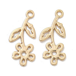 Light Gold Стойки обшивки латунные прелести, долговечный, без кадмия, без никеля и без свинца, цветок, золотой свет, 11.5x5.5x0.3 мм, отверстие : 0.8 мм