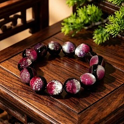 Flamant 14 Bracelets extensibles ronds en verre et feuille lumineux faits à la main (mm), brillent dans le noir, flamant, diamètre intérieur: 2.20 pouce (5.6 cm)