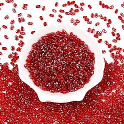 Красный Стеклянные бусины Пикассо, окрашенные распылением, арахис, красные, 6x4x3 мм, отверстие : 1.2 мм, Около 4000 шт / фунт