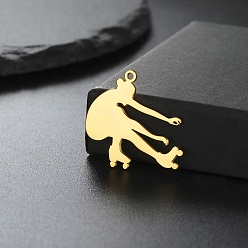 Золотой Шкентели нержавеющей стали, девушка на коньках, золотые, 24x26 мм