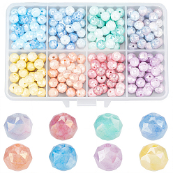 (52) Непрозрачная лаванда 200шт. 8 цвета, гальваническое покрытие, предотвращающее потускнение, имитация драгоценных камней, круглые, с покрытием AB цвета, граненые, два тона, разноцветные, 7~8 мм, отверстие : 1~1.2 мм, 25 шт / цвет