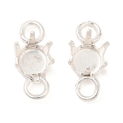 Серебро Ионное покрытие (ip) 304 подвески из нержавеющей стали со стразами, закрепки-когти, полированный, плоско-круглые, серебряные, пригодный для стразов 3 мм, 9x4x3.5 мм, отверстие : 1.8 мм