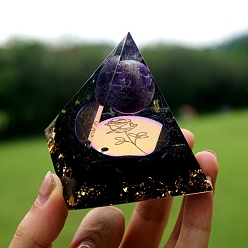 Черный Генераторы энергии смолы оргонитовой пирамиды, чипсы из драгоценных камней внутри для украшения стола домашнего офиса, чёрные, 50 мм