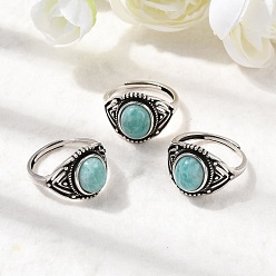 Амазонит Натуральные кольца амазонитовых пальцев, медные кольца, античное серебро, 15 мм, внутренний диаметр: 17.5~18 мм