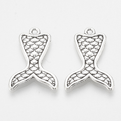 Античное Серебро Сплавочные подвески тибетского стиля, русалка русалки, без кадмия и без свинца, античное серебро, 27x19x2 мм, Отверстие : 2 мм , около 500 шт / 1000 г