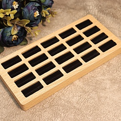 Черный 20-слотовые деревянные кольцевые лотки, прямоугольные, чёрные, 19x9x1.8 см
