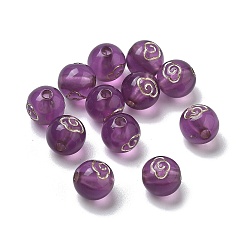 Фиолетовый Покрытие акриловыми шариками, серебряный металл, оплетенный, круглые, фиолетовые, 8 мм, отверстие : 1.8 мм, Около 731 шт / 500 г