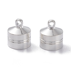 Серебро Латуни мозг заканчивается, Торцевые крышки, долговечный, столбик с петлей, серебряные, 14x11.5 мм, отверстие : 2 мм, внутренний диаметр: 10 мм