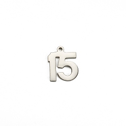 Нержавеющая Сталь Цвет Подвески из нержавеющей стали, не тускнеющие, число 15, цвет нержавеющей стали, 16x10 мм
