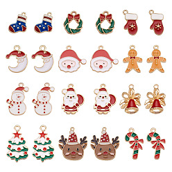 (52) Непрозрачная лаванда 24 шт 12 стиль подвески из сплава эмали, на Рождество, золотой свет, разноцветные, 15~30x11~21x1~5 мм, отверстие : 1.4~2 мм, 2 шт / стиль