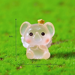 Персиковый Слойка Статуэтки слонов из светящейся смолы для украшения рабочего стола автомобиля, светящиеся в темноте украшения, розовые, 28x30 мм