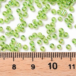 Green Yellow Round Glass Seed Beads, Transparent Colours Rainbow, Round, Green Yellow, 2mm
