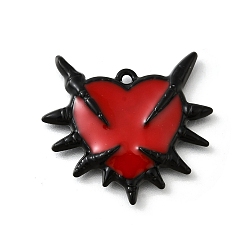Сердце Подвески из эмали в готическом стиле, чёрные, сердце, 27x29.5x3.5 мм, отверстие : 1.5 мм