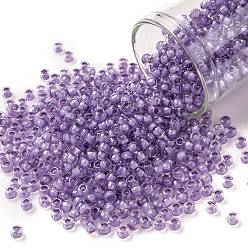 (943) Light Purple Lined Crystal Тохо 8/0 круглые бусины, японский бисер, (943) светло-лиловый кристалл, 3 мм, отверстие : 1 мм, Около 1110 шт / 50 г