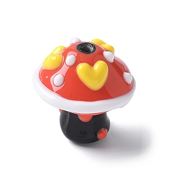 Красный Ручной работы Lampwork неровный бисер, гриб, красные, 16~18.5x14~16x14~16 мм, отверстие : 0.6~1.8 мм