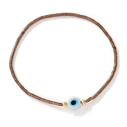 Кокосово-Коричневый 1браслеты из бисера из стекла ПК, лэмпворк украшения от сглаза для женщин, кокосового коричневый, внутренний диаметр: 6-7/8 дюйм (17.5 см)