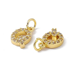 Letter Q Real 18K Gold Plated Brass Micro Pave Clear Cubic Zirconia Charms, with Jump Ring, Letter.Q, 11.5x9x2.5mm, Hole: 3.4mm