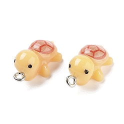 Золотистый Непрозрачные подвески смолы, черепаховые чары, золотые, 25x12.5x9 мм, отверстие : 2 мм