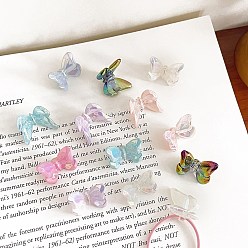 (52) Непрозрачная лаванда Прозрачные акриловые бусины с УФ-покрытием, радужный, бантом, с блеском порошок, разноцветные, 20x23.8x13.1 мм, отверстие : 3 мм