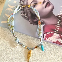 Fish 304 Женские шарфы с подвеской из нержавеющей стали и эмалированным принтом, золотые, рыба, 17.52 дюйм (44.5 см), Кулон : 38 мм