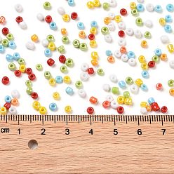 Red Opaque Colours Luster Glass Seed Beads, Round Hole, Round, Red, 2.5~3.5x1.5~2.5mm, Hole: 1mm, about 13235Pcs/pound