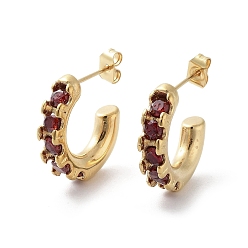 Золотой Вакуумное покрытие pvd 304 серьги-гвоздики из нержавеющей стали с кубическим цирконием, кольцо серьги-полукольца, золотые, 18.5x4.5 мм