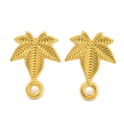 Настоящее золото 18K Ионное покрытие (IP) 304 шпильки из нержавеющей стали, кленового листа, реальный 18 k позолоченный, 20x15 мм, отверстие : 2.5 мм, штифты : 11x0.5 мм