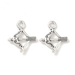 Античное Серебро Сплавочные подвески тибетского стиля, лук и стрелы, без кадмия и без свинца, античное серебро, 16x13.5x2.5 мм, отверстие : 1.8 мм