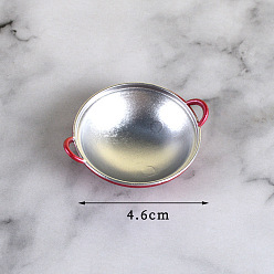 Серебро Мини пластиковые китайские воки, миниатюрные украшения, аксессуары для кукольного домика с микро-ландшафтом, притворяясь опорными украшениями, серебряные, 46 мм