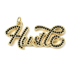 Настоящее золото 18K Латунные микро проложить кубического циркония подвески, словесная суета очарование, долговечный, стойки покрытие, без свинца и без кадмия, реальный 18 k позолоченный, 17.5x36.5x2.5 мм, отверстие : 3.5 мм