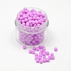 Фиолетовый Непрозрачные круглые акриловые бусины прокладки, фиолетовые, 4 мм, Отверстие : 1 мм , около 14000 шт / 500 г
