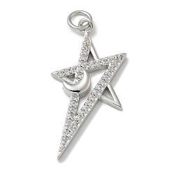 Платина Стойка металлическая латунная микропрофилированная кубическая циркония подвески, долговечный, без свинца и без кадмия, звезды прелести, с целью перехода в кольце, платина, 28.5x13.5x2.5 мм, отверстие : 3 мм