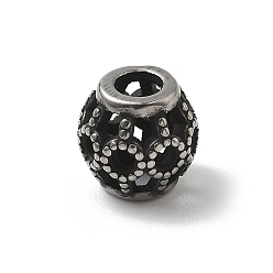 Античное Серебро 304 из нержавеющей стали европейские шарики, бусины с большим отверстием, рондель, античное серебро, 9.5x9.5 мм, отверстие : 4.5 мм