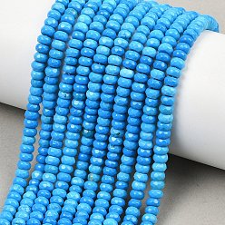 Темно-Голубой Бусины из натурального магнезита, окрашенная и подогревом, рондель, граненые, глубокое синее небо, 4x2 мм, отверстие : 0.8 мм, около 172 шт / нитка, 14.96'' (38 см)