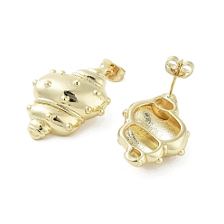 Real 18K Gold Plated Rack Plating Brass Stud Earring, Cadmium Free & Lead Free, Long-Lasting Plated, Shell Shape, Real 18K Gold Plated, 24.5x18.5mm
