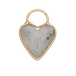 Лабрадорита Подвески из натурального лабрадорита из золотой латуни, сердце, 18 мм