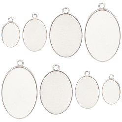 Нержавеющая Сталь Цвет 40шт 4 стили 304 настройки подвески из нержавеющей стали кабошон, ободок с фрезерованным краем, овальные, цвет нержавеющей стали, лоток : 13~30x10~20 мм, 17.5~35x11~21x1~2 мм, отверстие : 2~2.5 мм, 10 шт / стиль