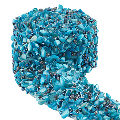 Темно-Голубой Исправление горный хрусталь, с бусинами-ракушками и стеклянной отделкой, хрустальная лента для шитья со стразами, аксессуары для костюма, глубокое синее небо, 35x4 мм