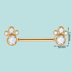 Золотой 304 Кольца для сосков из нержавеющей стали с кристаллами и стразами, золотые, 7.9x5 мм