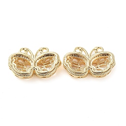 Plaqué 18K Or Véritable Laiton liens multi-brins, sans cadmium et sans nickel et sans plomb, papillon creuse, réel 18 k plaqué or, 9.5x16x4.5mm, Trou: 1.2mm