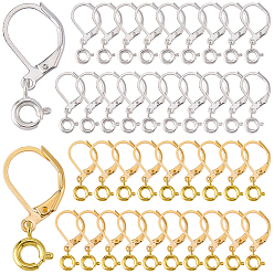 Платиновый & Золотой 20 пары 2 цвета латунные серьги с застежкой-молнией, с застежками пружинного кольца, платиной и золотом, 23x11 мм, штифты : 0.8 мм, 10 пары / цвет